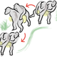 An illustration of the chimp conga line.